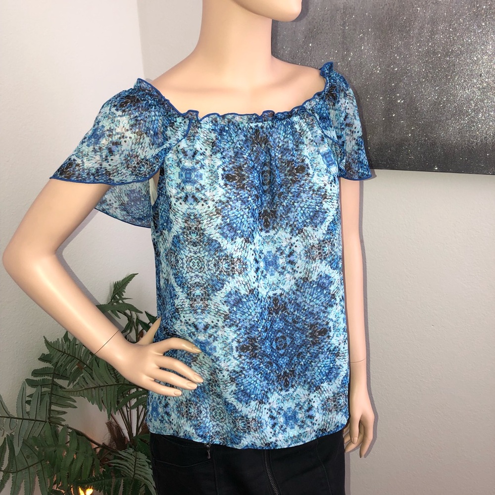 Joseph Ribkoff Abstract Print Off The Shoulder Top - image 1
